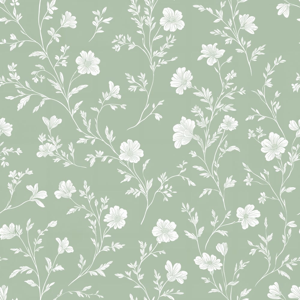 Emelina Green - Papiers peints - Vert - Entrée - Floral - Scandza - Intissé
