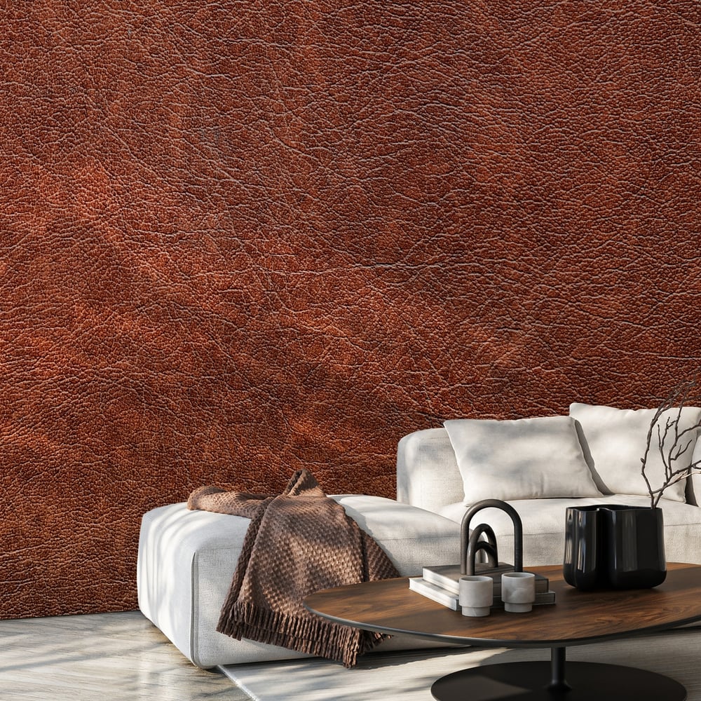 Fototapet - Background of red vintage leather grunge - Photo Wallpaper Materials and designs