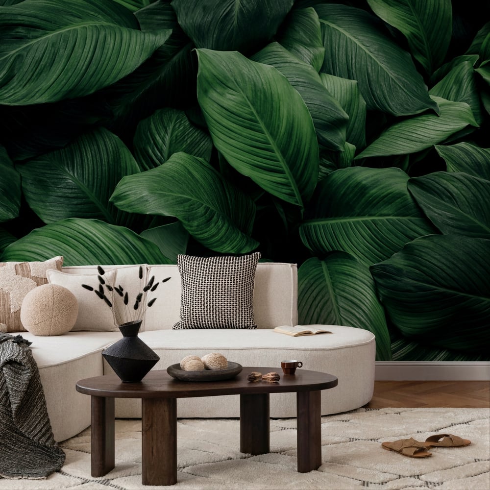 Papiers Peints Panoramique - Green leaf texture - Photo Wallpaper Nature and landscape