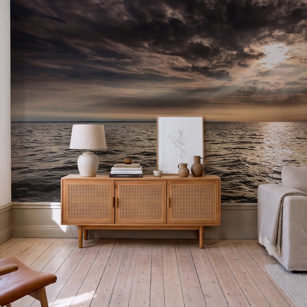 Wall Mural - Beautiful seascape evening sea horizon and sky - Scandiwall