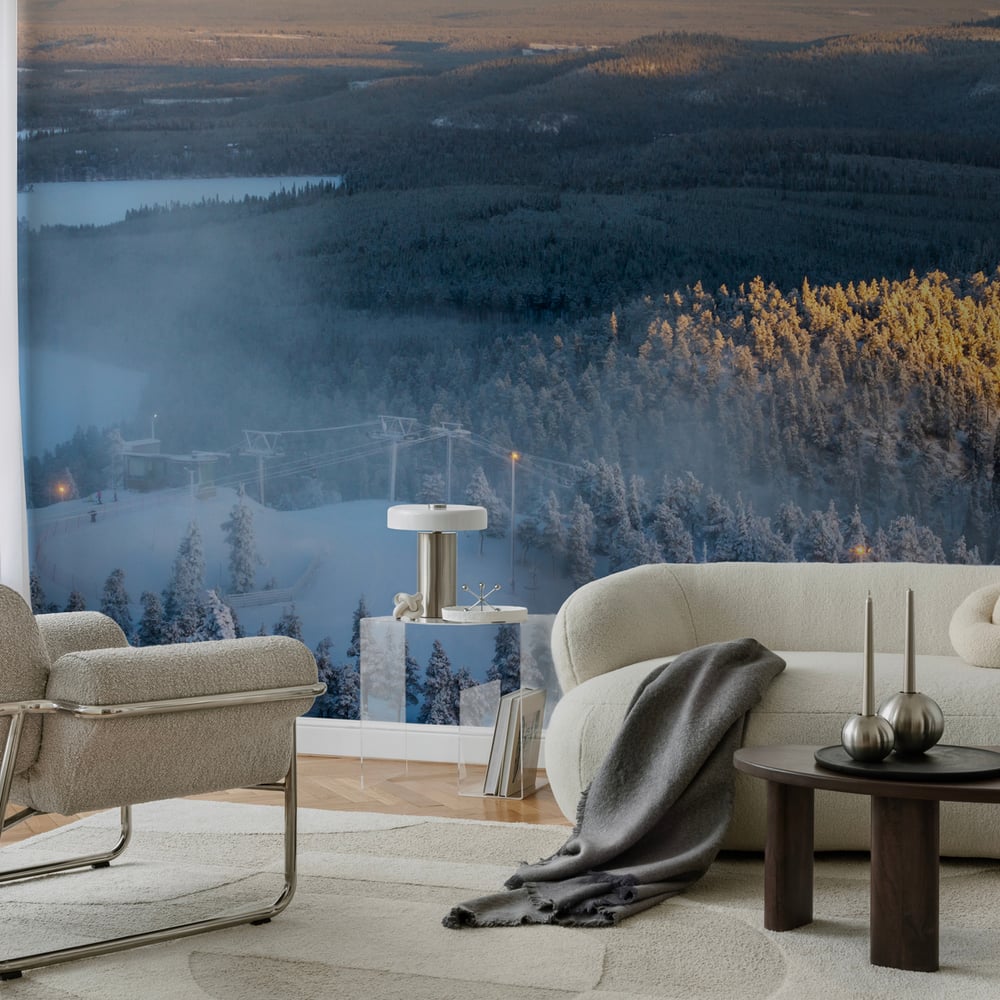 Wall Mural - Beautiful winter view in the early morning Finland Ruka - Scandiwall