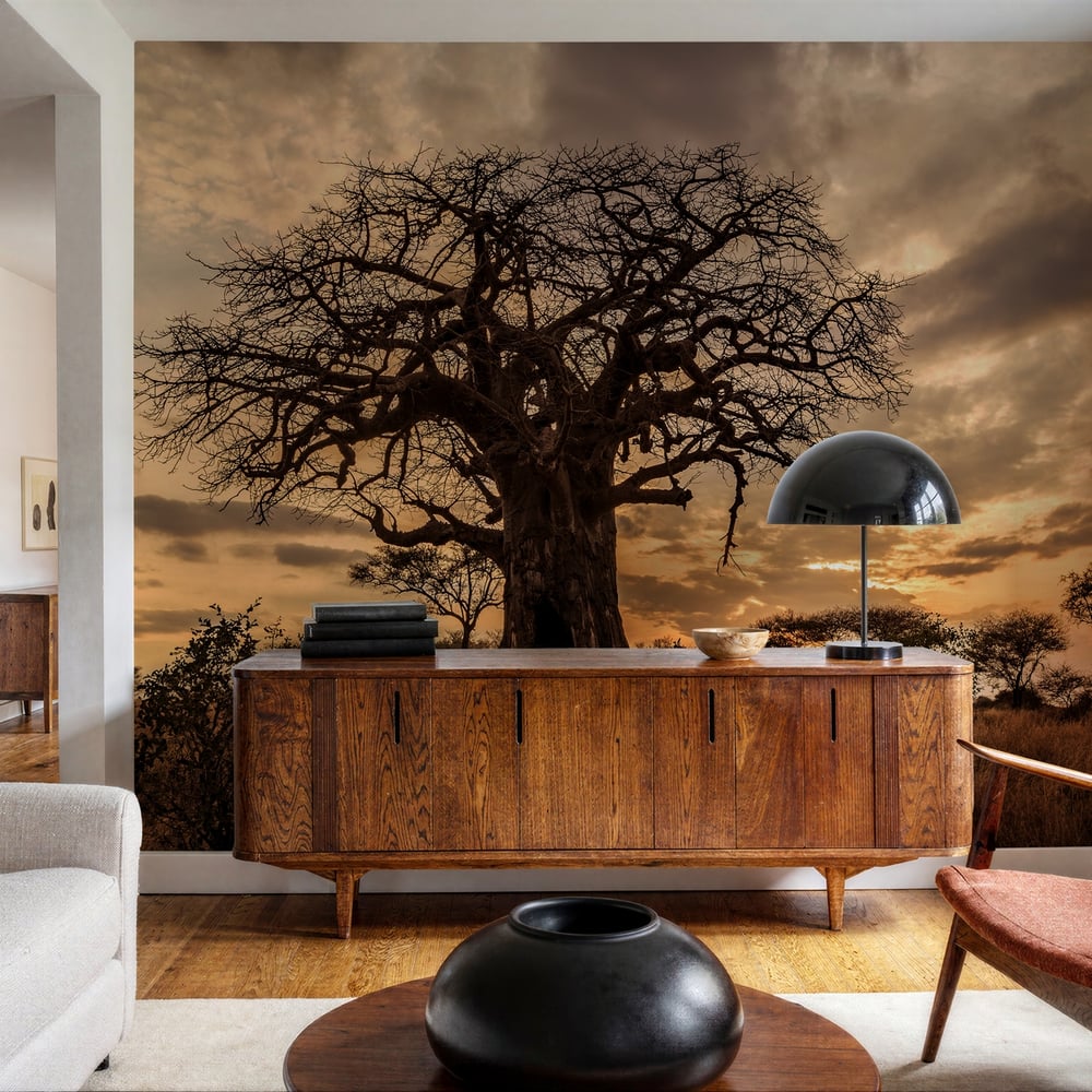 Fototapet - Baobab Tree at Sunset Tanzania -