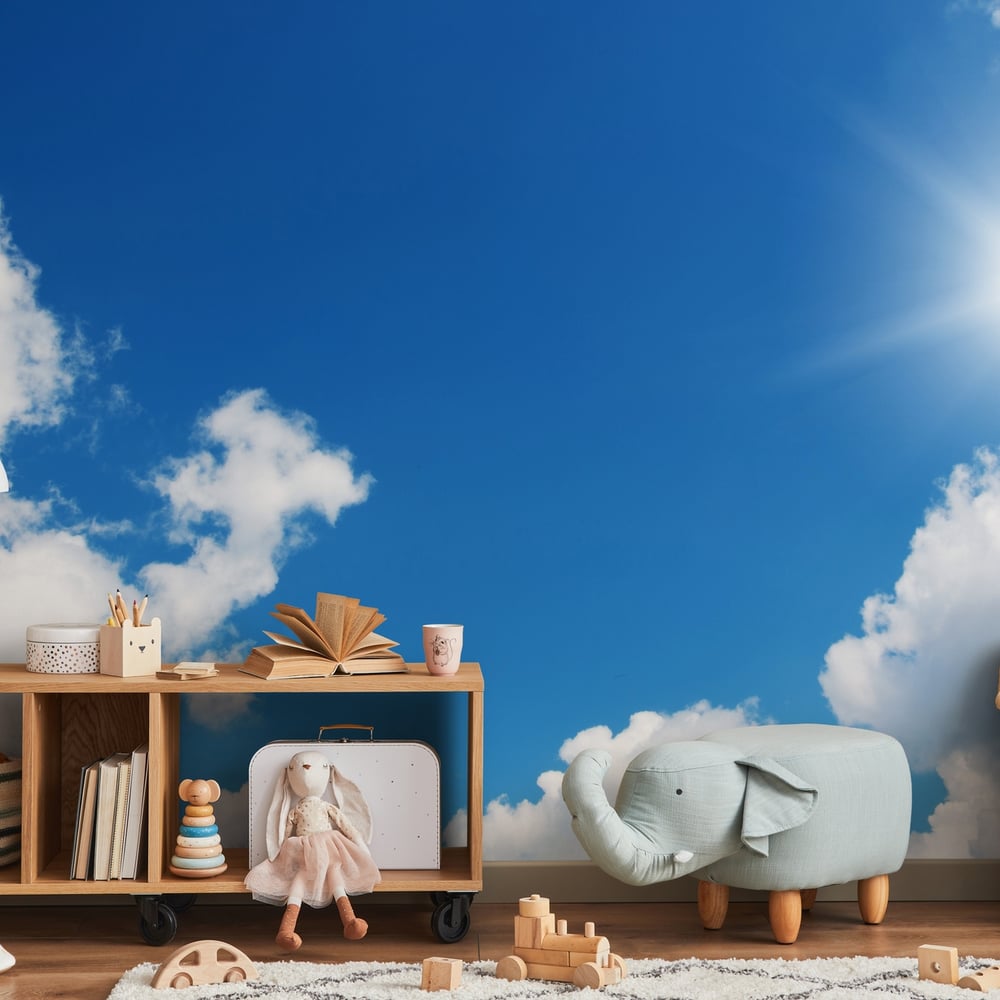 Wall Mural - Blue sky and sun - Scandiwall