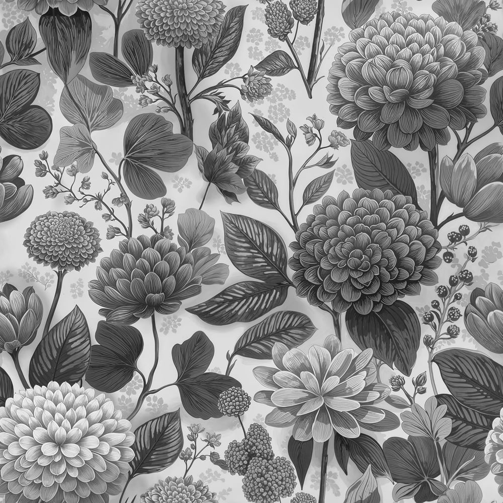 Antonia Grey - Papiers peints - Gris - Entrée - Floral - Scandza - Intissé