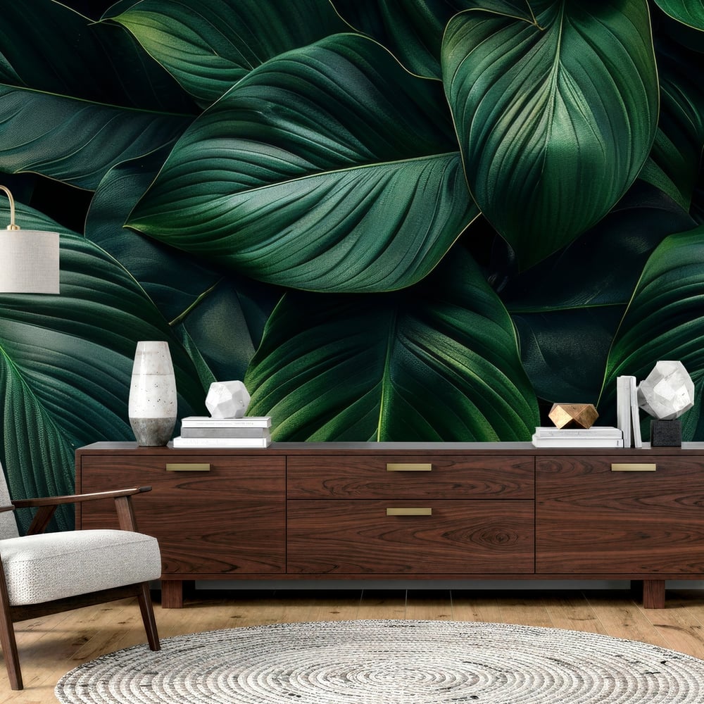 Papiers Peints Panoramique - Green Wall of Leaves - New Arrivals