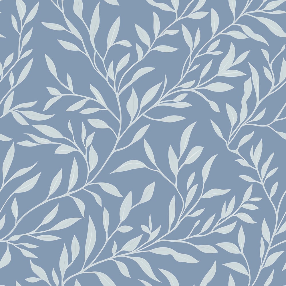 Johannes Denim Blue - Papiers peints - Bleu - Salon - Feuille - Scandza - Intissé