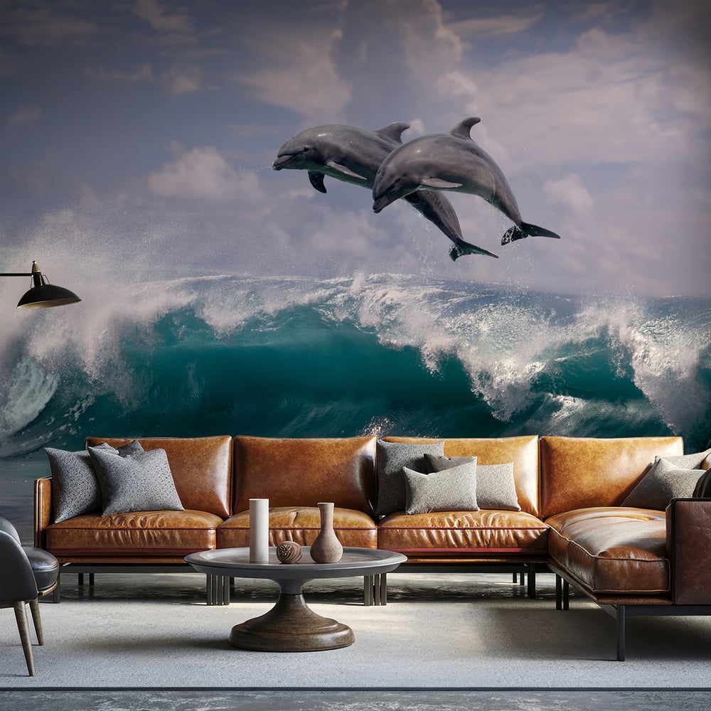 Papiers Peints Panoramique - Dolphin Surfers - Photo Wallpaper Dolphin