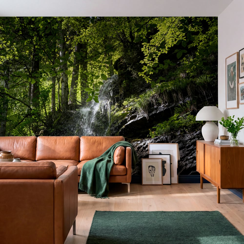 Papiers Peints Panoramique - Forest - Photo Wallpaper Waterfall