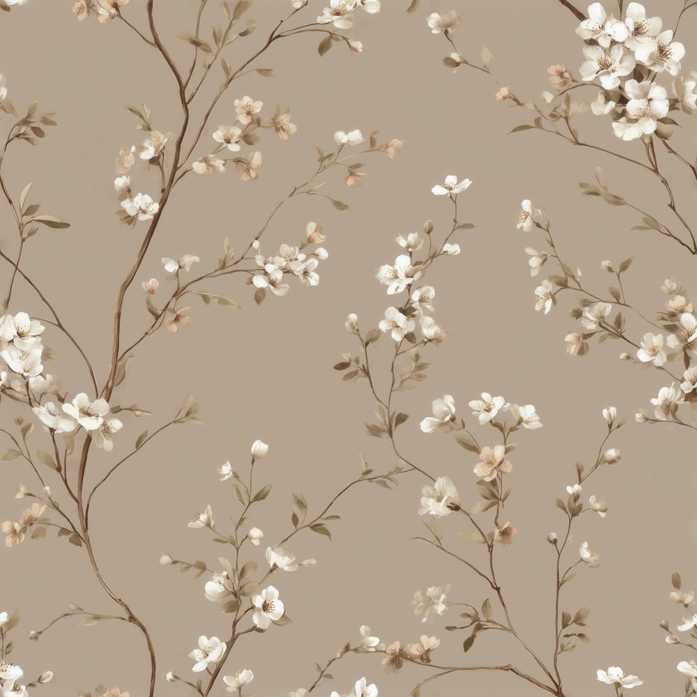 Titti Beige - Papiers peints - Beige - Cuisine - Floral - Palette - Intissé