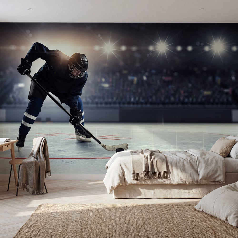 Papiers Peints Panoramique - Hockey player on ice Mixed media - Photo Wallpaper Hockey