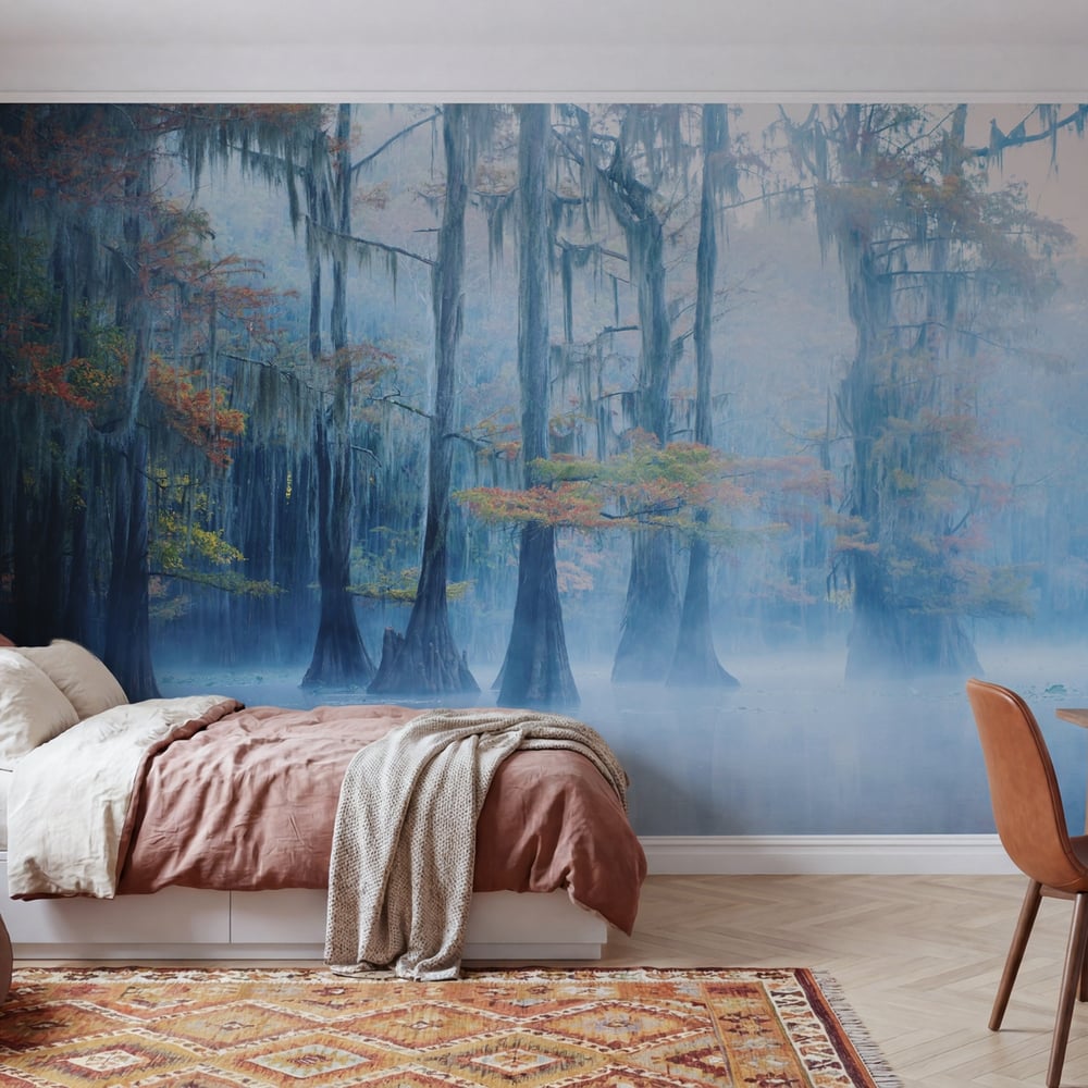 Papiers Peints Panoramique - Foggy Swamp Morning - Photo Wallpaper Forest