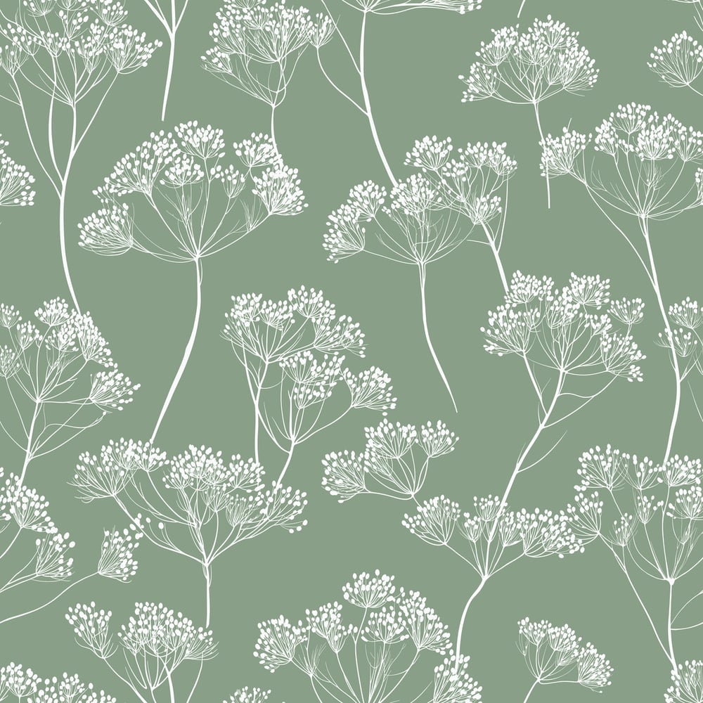 Gunde Green - Papiers peints - Vert - Cuisine - Floral - Scandza - Intissé