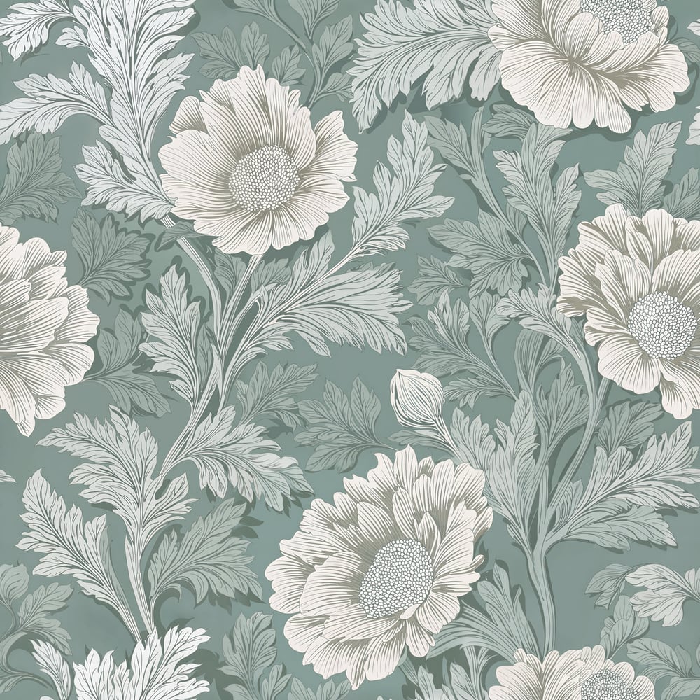 Dorothy Green - Papiers peints - Vert - Salon - Floral - Scandza - Intissé