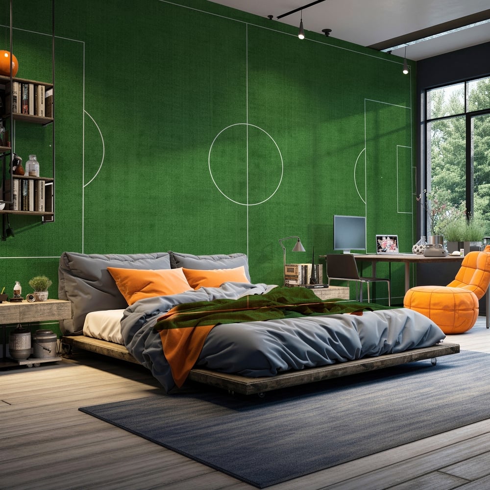 Papiers Peints Panoramique - Green Grass Football Field - Photo Wallpaper Football
