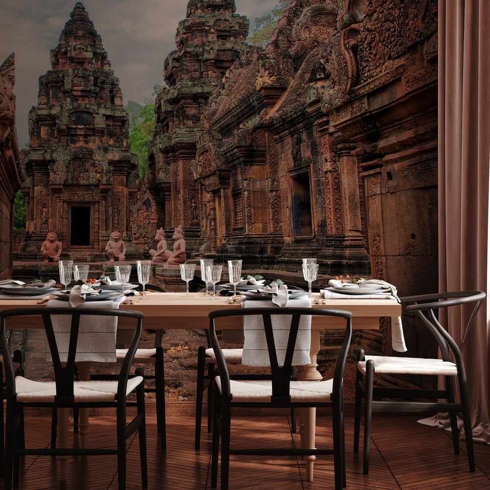 Fototapet - Banteay Srei - 10th century Hindu temple dedicated to Shiva - Photo Wallpaper Countries and destinations