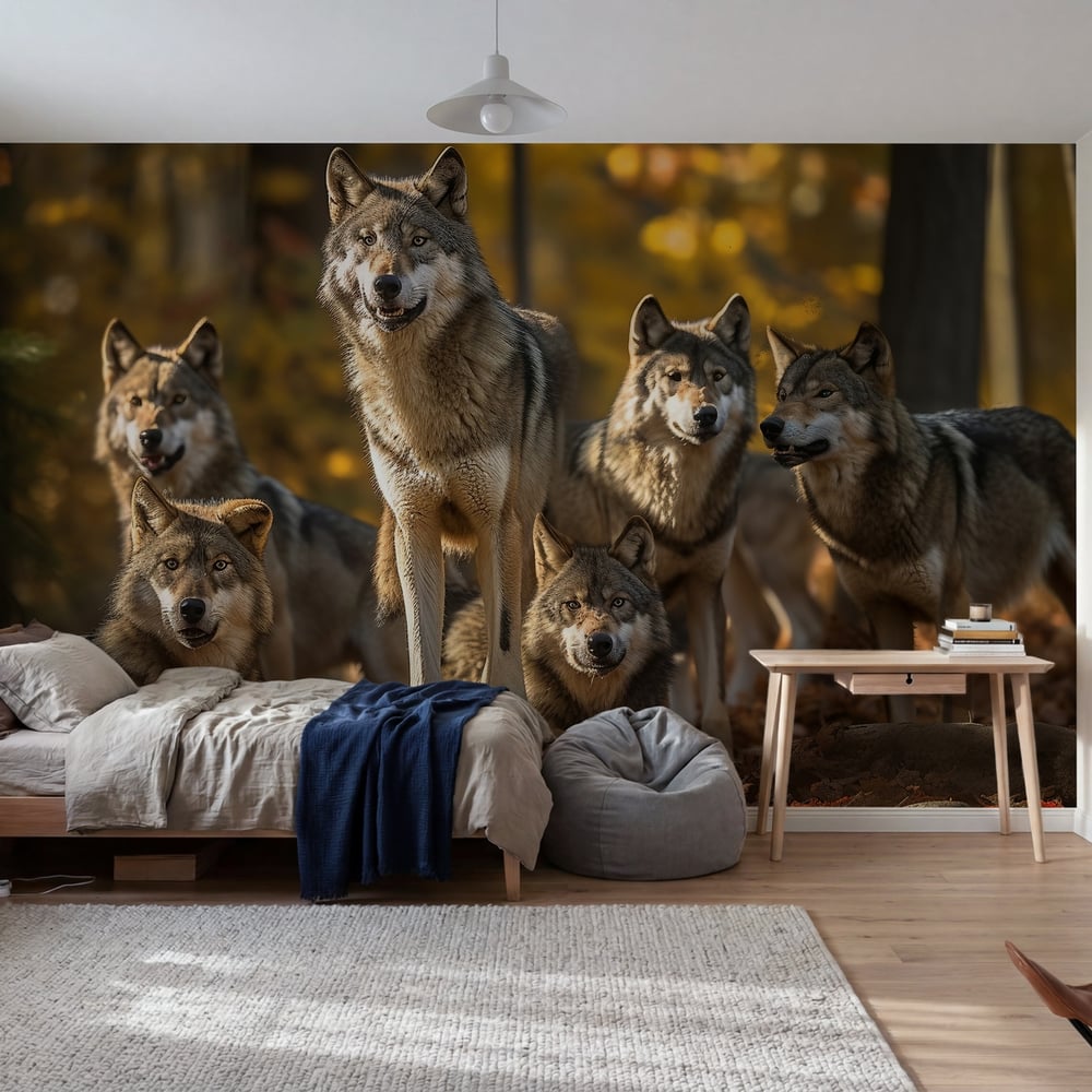 Papiers Peints Panoramique - Grey Wolves - Photo Wallpaper Wolf