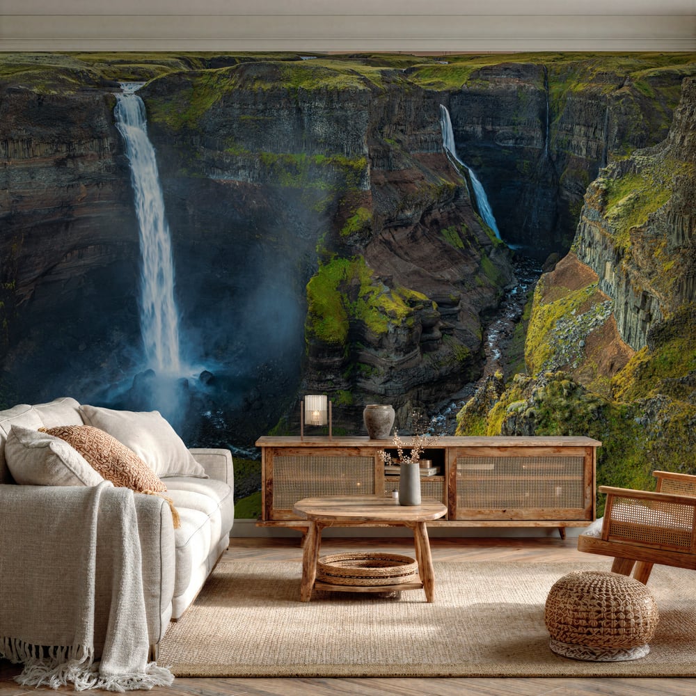 Papiers Peints Panoramique - Haifoss and Granni - Photo Wallpaper Waterfall