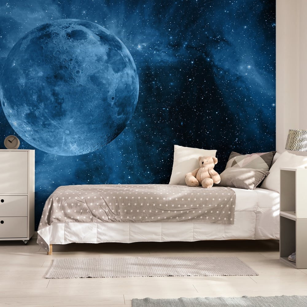 Papiers Peints Panoramique - Full Moon in the Space - Photo Wallpaper Astronomy and Space