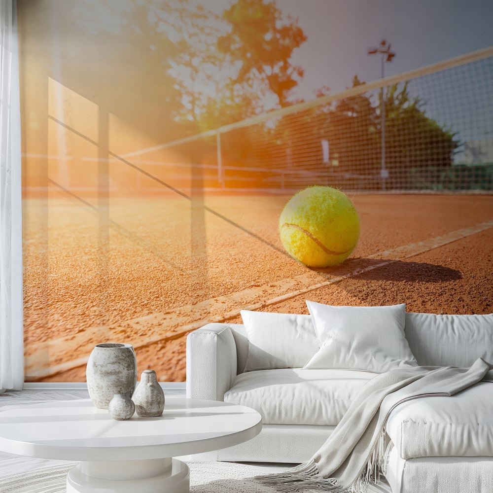 Papiers Peints Panoramique - Close-up tennis ball and net on court - Photo Wallpaper Children
