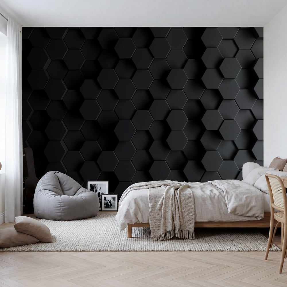 Papiers Peints Panoramique - Dark Hexagons - 3D wallpaper