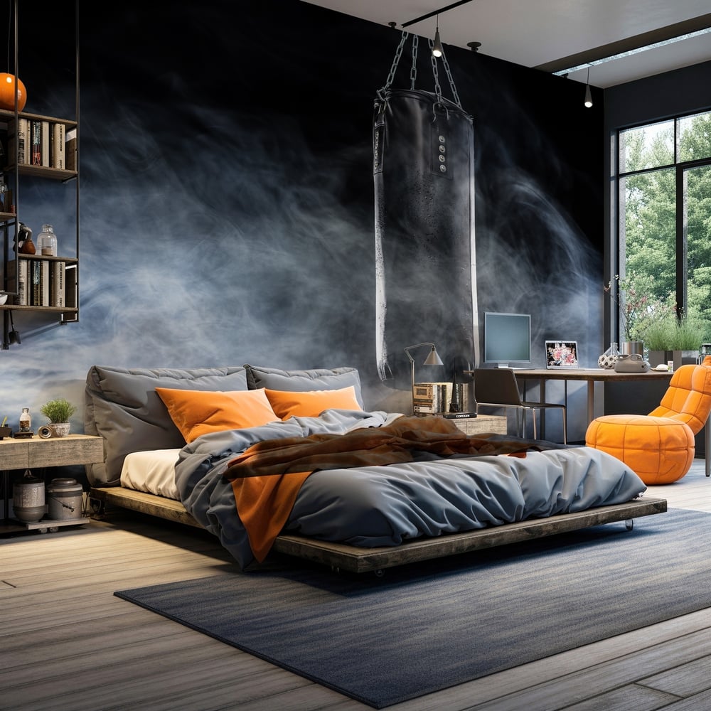 Wall Mural - Black punching bag - Scandiwall