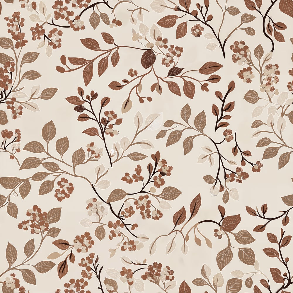 Kattis Brown - Papiers peints - Marron - Salon - Floral - Scandza - Intissé