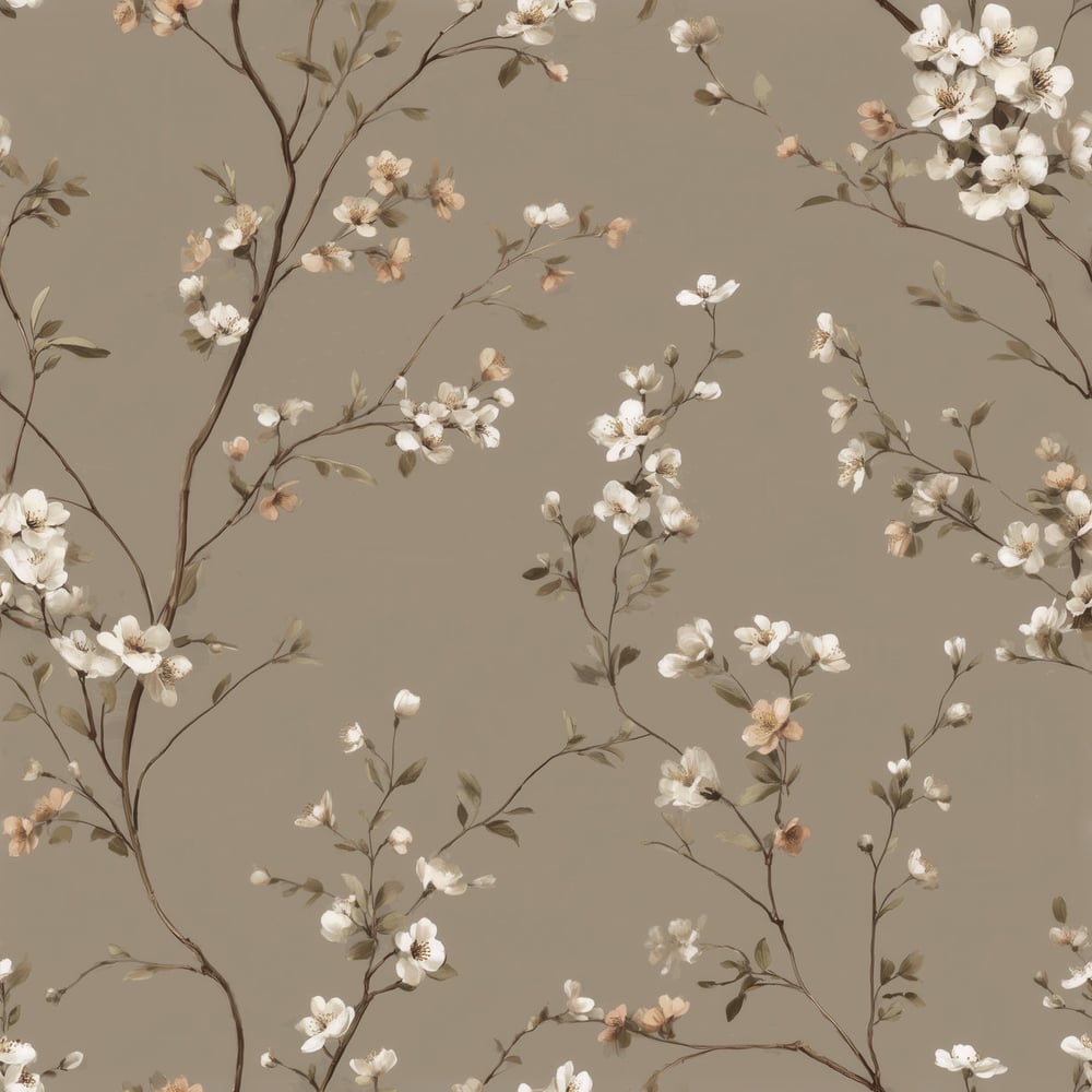 Titti Brown - Papiers peints - Marron - Salon - Floral - Palette - Intissé