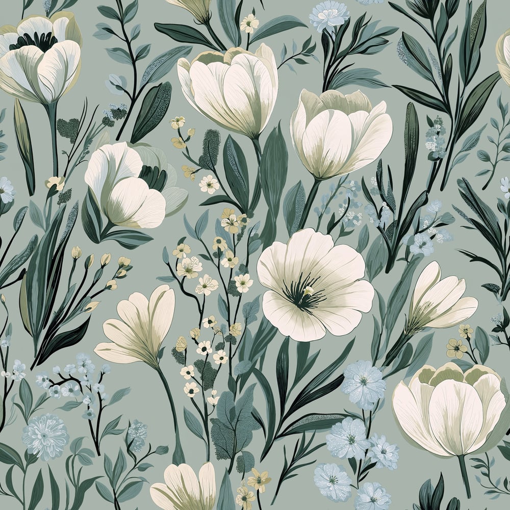 Elisa Green - Papiers peints - Vert - Salon - Floral - Scandza - Intissé