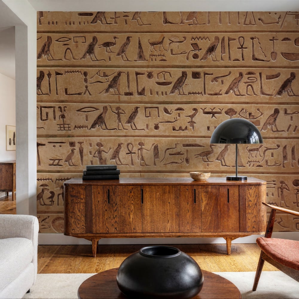 Papiers Peints Panoramique - Egyptian hieroglyphs stone background -