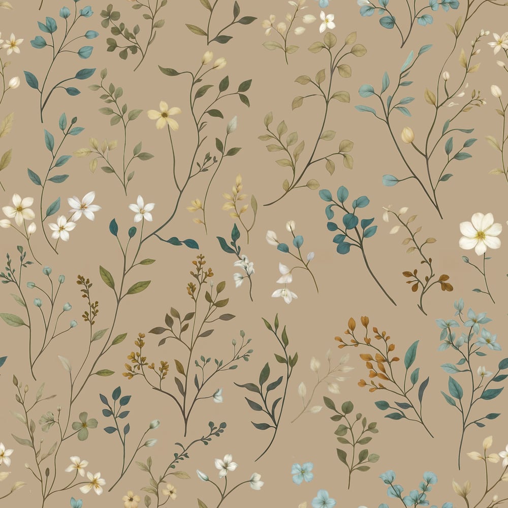 Hildur Brown - Papiers peints - Marron - Salon - Floral - Scandza - Intissé