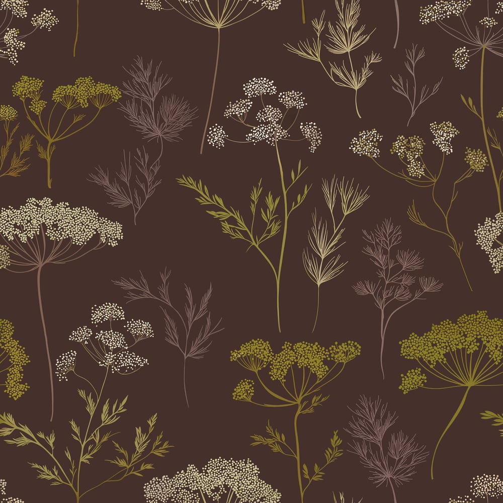 Jolina Brown - Papiers peints - Marron - Chambre - Floral - Scandza - Intissé