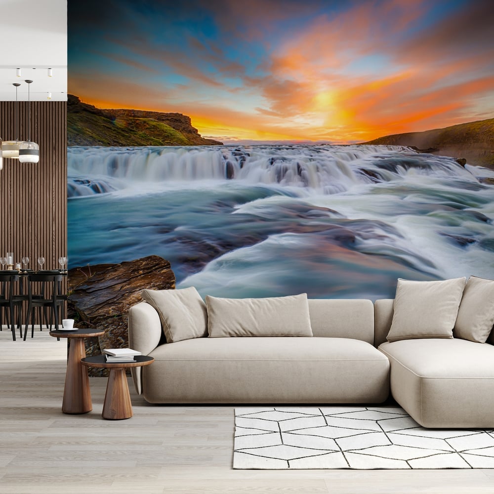 Papiers Peints Panoramique - Gulfoss falls Iceland - Photo Wallpaper Waterfall