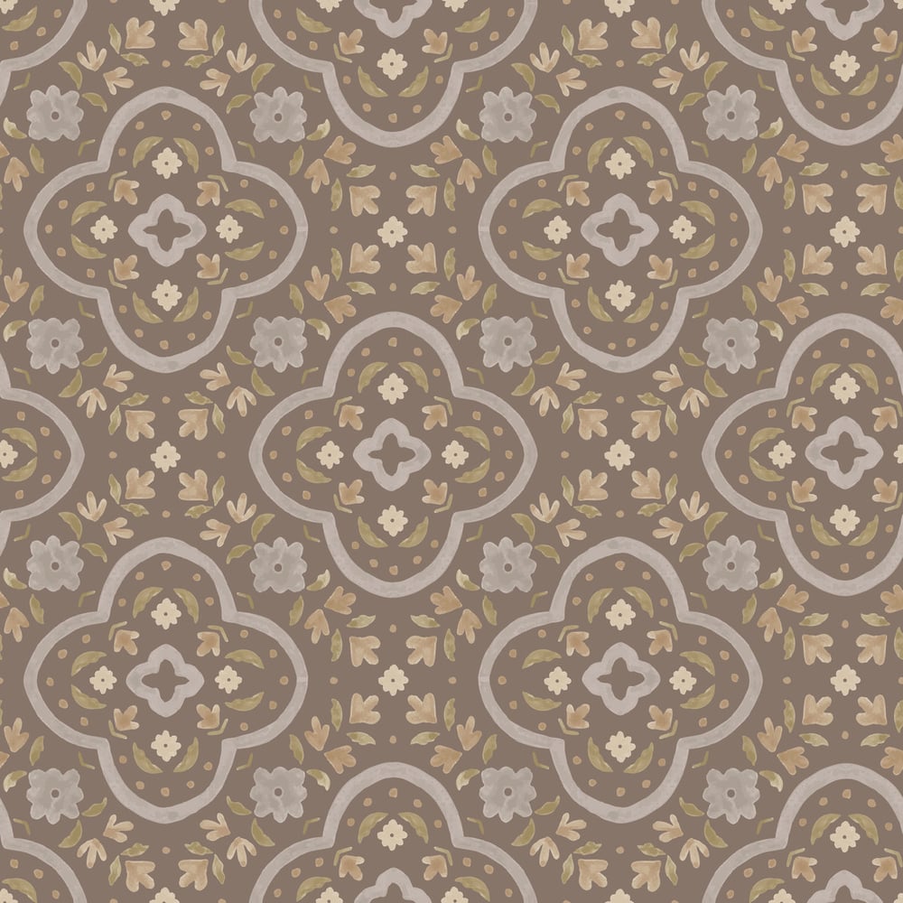 Calliope Brown - Papiers peints - Marron - Salon - Floral - Wallpassion - Intissé