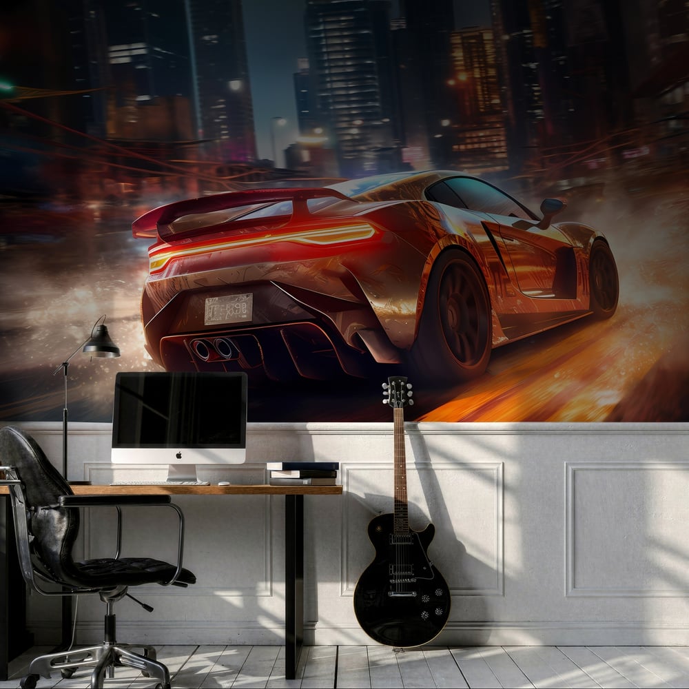 Papiers Peints Panoramique - Drift nocturne - Photo Wallpaper Car