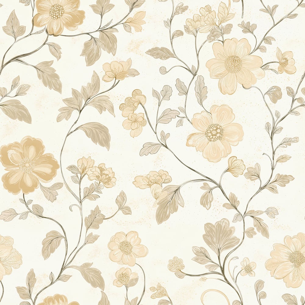 Fanny Yellow - Papiers peints - Jaune - Cuisine - Floral - Scandza - Intissé