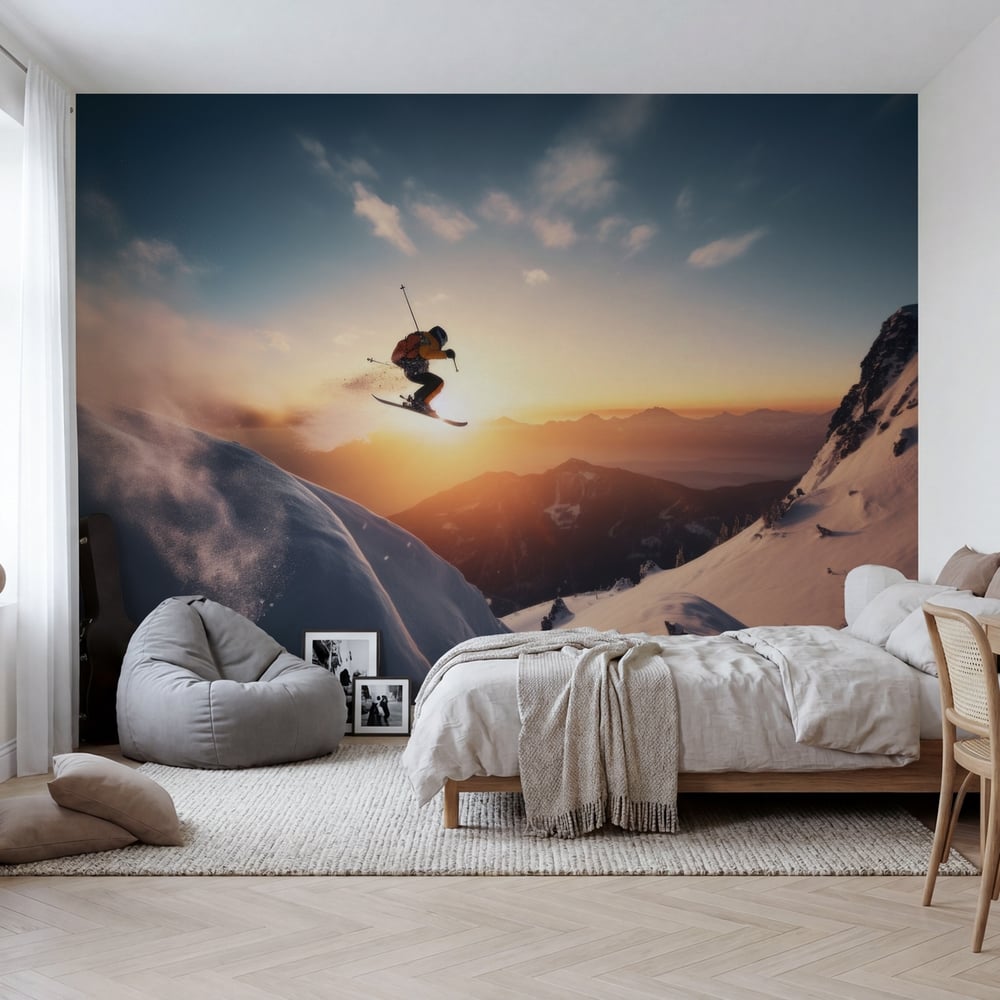 Papiers Peints Panoramique - Free Skier Jumping - Photo Wallpaper Sports
