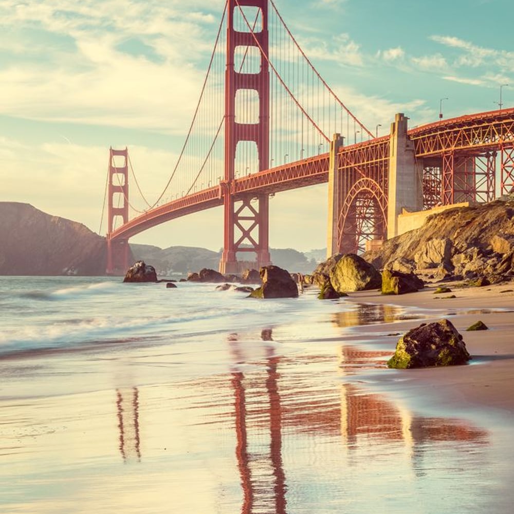 Papiers Peints Panoramique - Golden Gate Bridge at sunset San Francisco California USA - Photo Wallpaper San Francisco