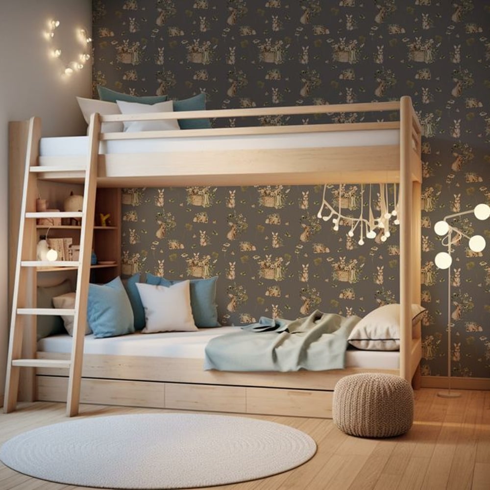 Bunny bath Thunder blue - Papiers peints - Bleu - Chambre d’enfant - Animal - Wallpassion - Intissé