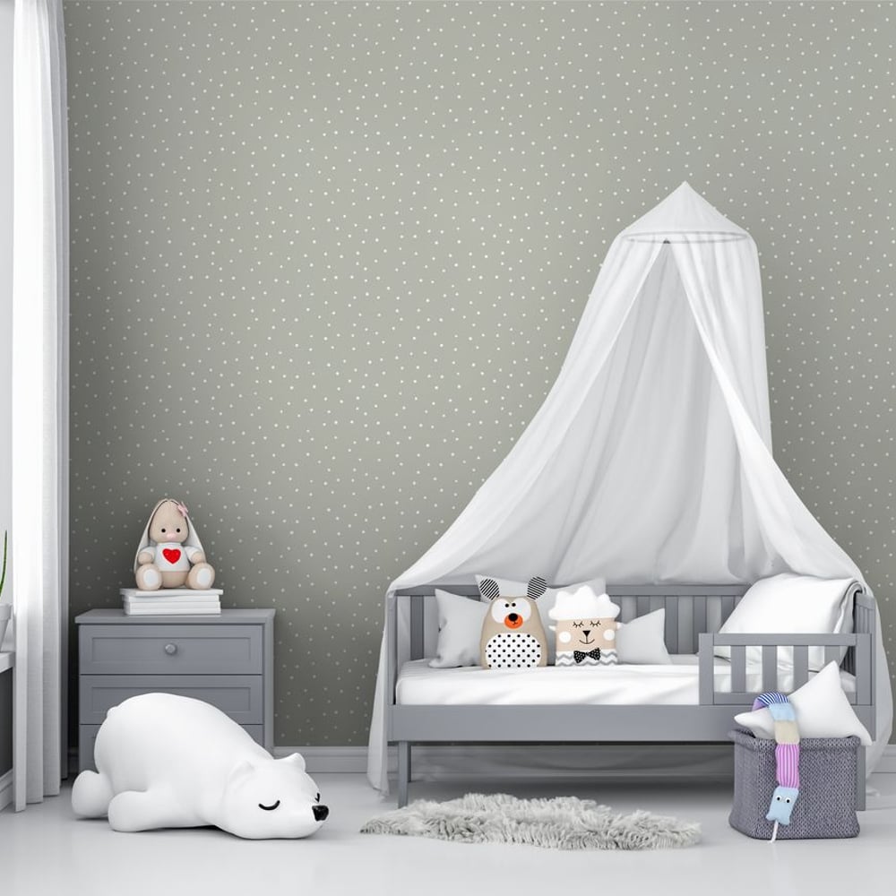 Dotted Green - Papiers peints - Vert - Chambre d’enfant - À pois - Wallpassion - Intissé