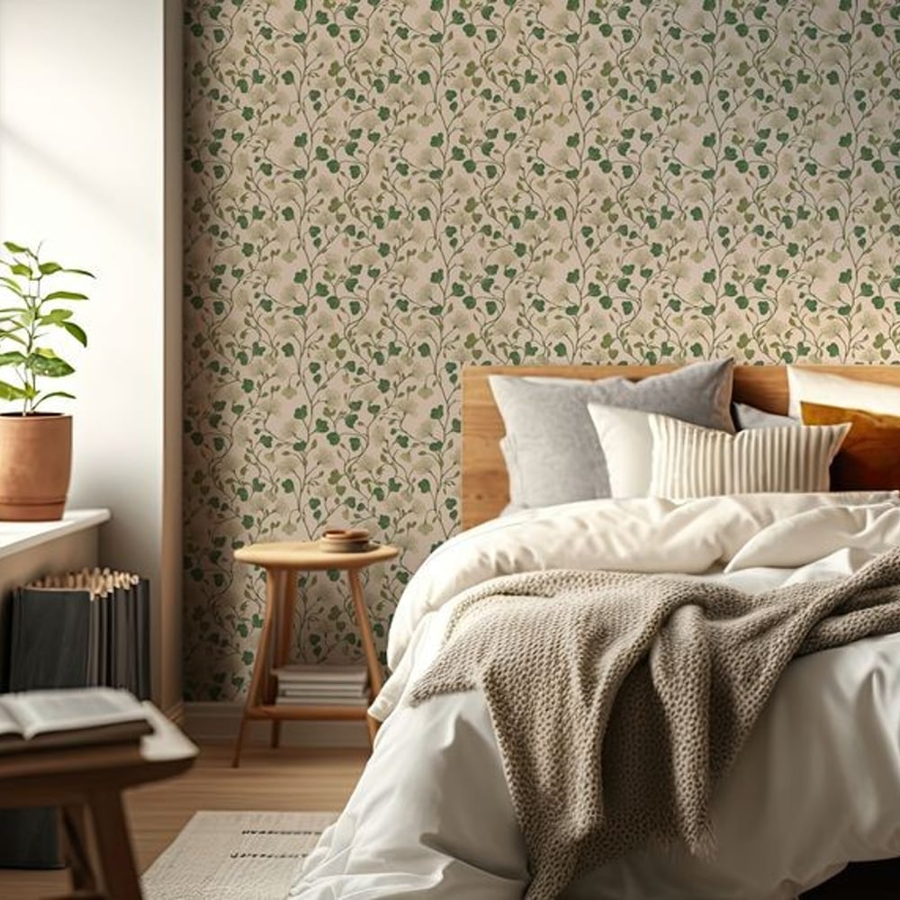 Gry Cream - Papiers peints - Beige - Chambre - Floral - Scandza - Intissé