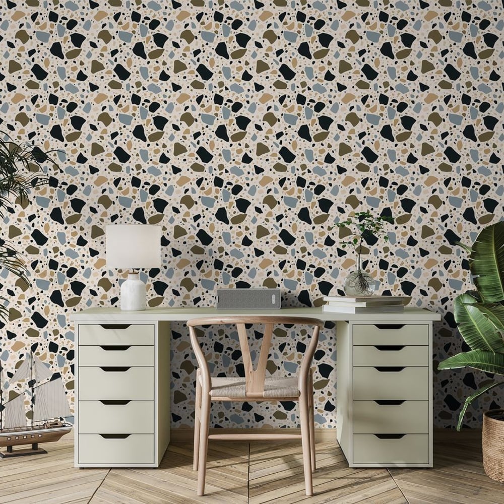 Ebbe Blue - Wallpaper - Blue - Office - Graphic - in between - Non-Woven