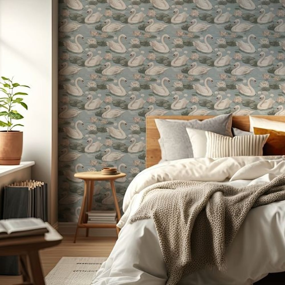 Eje - Wallpaper - Blue - Bedroom - Birds - in between - Non-Woven