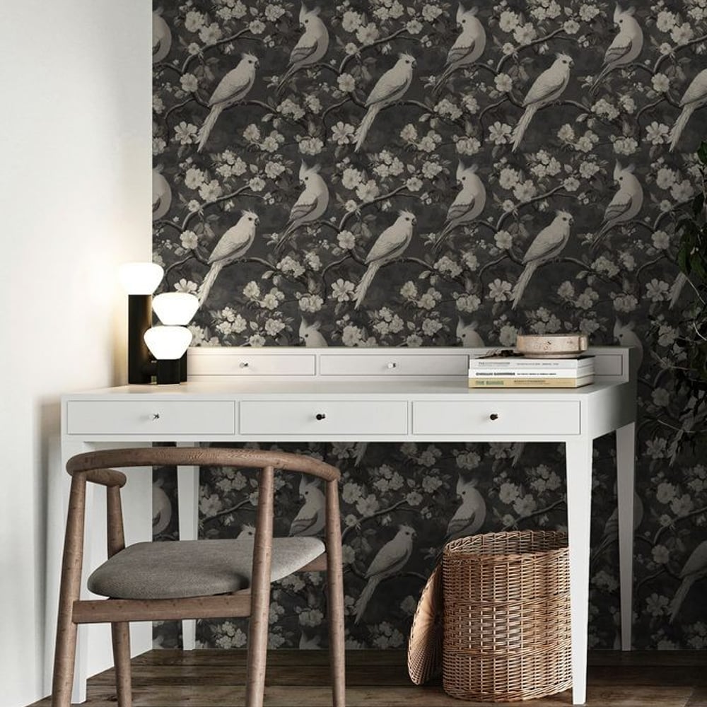 Gaston Grey - Wallpaper - Grey - Office - Birds - in between - Non-Woven
