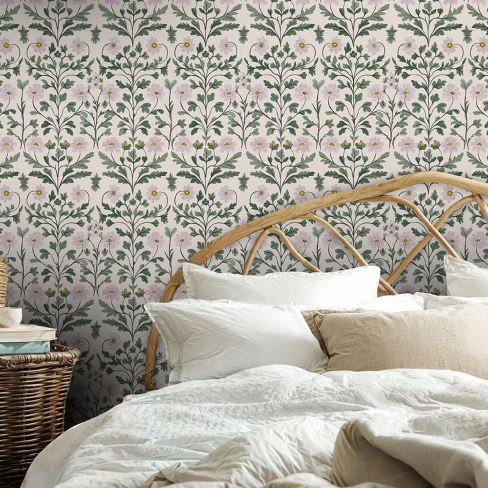 Jossan Pink - Papiers peints - Rose - Chambre - Floral - Scandza - Intissé