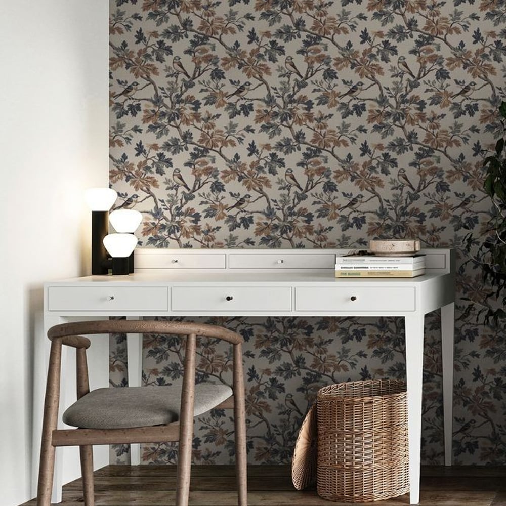 Kristian Beige - Papiers peints - Beige - Bureau - Oiseaux - in between - Intissé