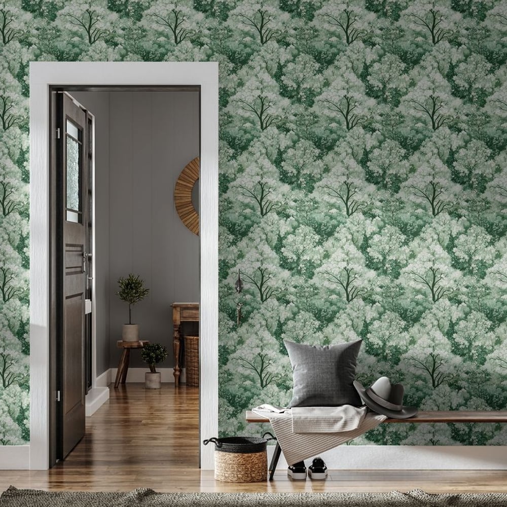 Oskar Green - Papiers peints - Vert - Chambre d’adolescent - Feuille - in between - Intissé