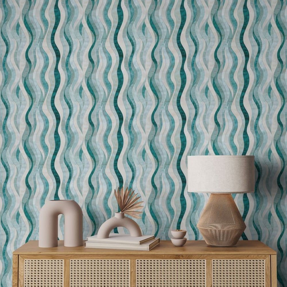 Stellan Blue - Wallpaper - Blue - Hallway - Graphic - in between - Non-Woven