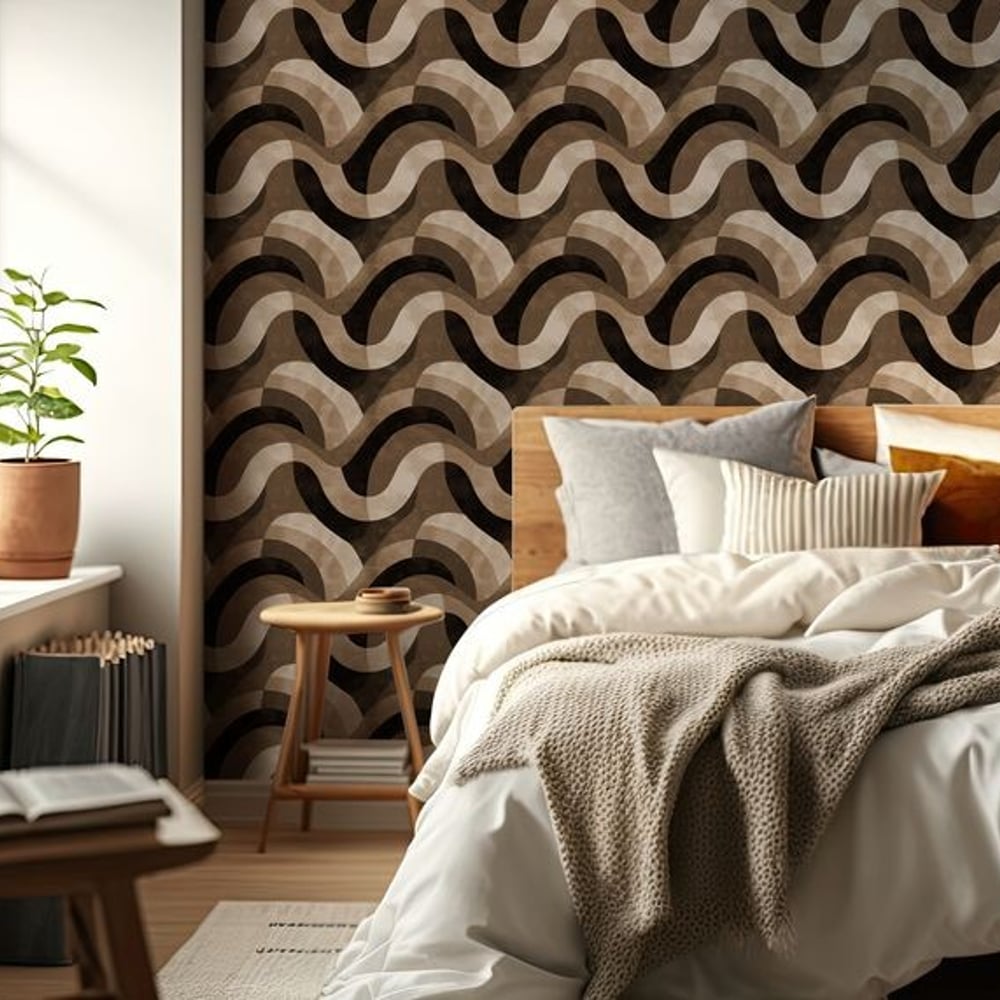 Ryan Beige - Wallpaper - Beige - Bedroom - Graphic - in between - Non-Woven
