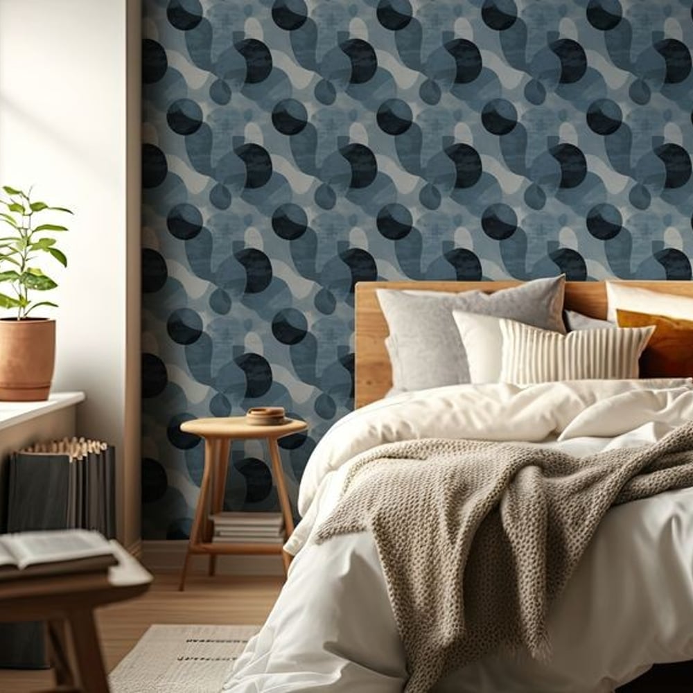 Noah Blue - Papiers peints - Bleu - Chambre - Graphique - in between - Intissé