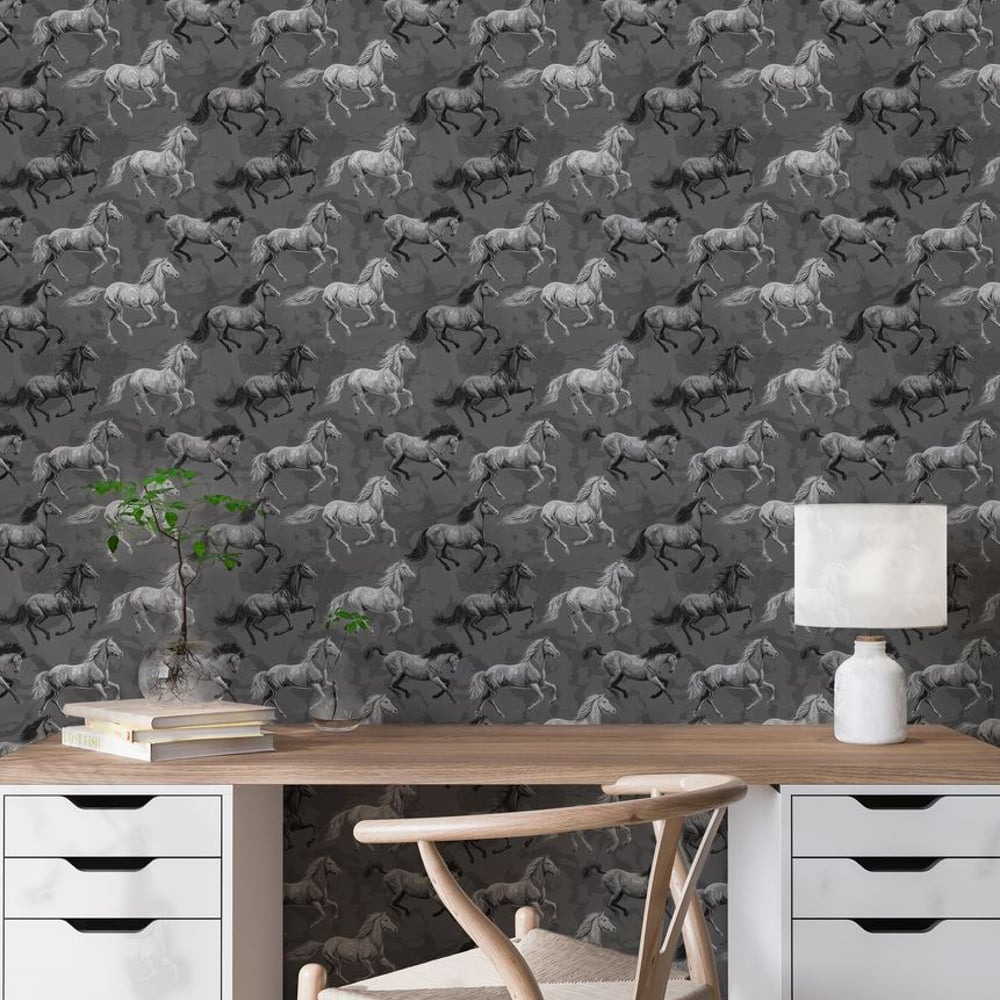 Tyson Grey - Wallpaper - Grey - Office - Animal - in between - Non-Woven